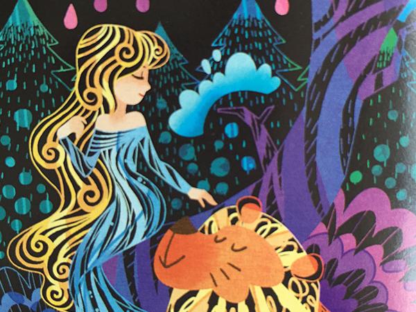 除了用竹笔在刮画纸上进行绘画创作以外,我们还可以配合其它工具进行